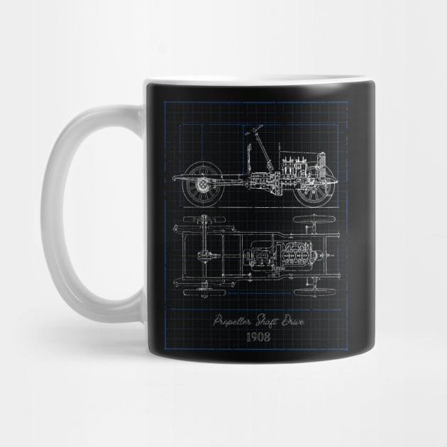 Historic Car Shaft Drive Blueprint by Foxxy Merch